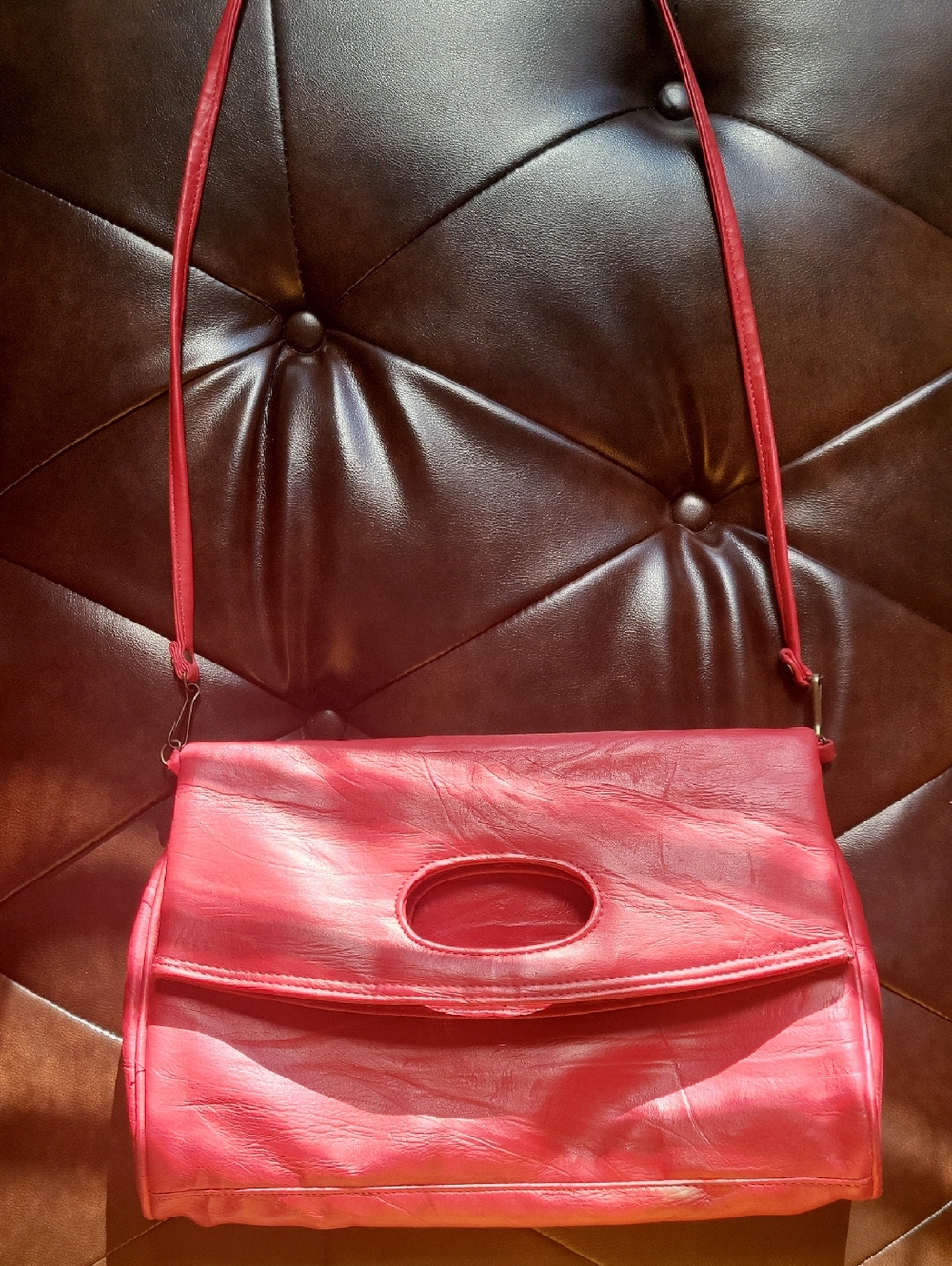 Red Leather Crossbody Shoulder Bag - Stylish Everyday Carry